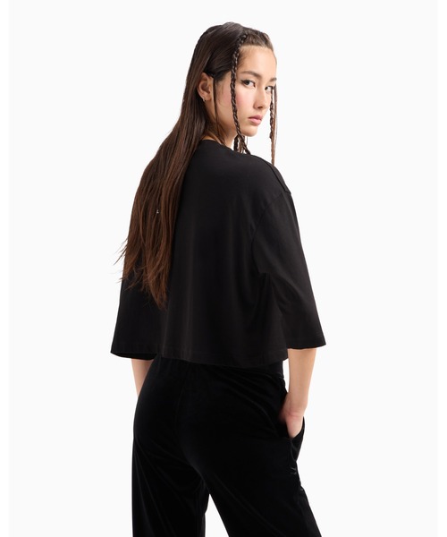 tシャツ 「A|X アルマーニ エクスチェンジ」ビッグロゴ クロップド 半袖クルーネックTシャツ/CROPPED レディース ARMANI EXCHANGE tシャツ 「A|X アルマーニ エクスチェンジ
