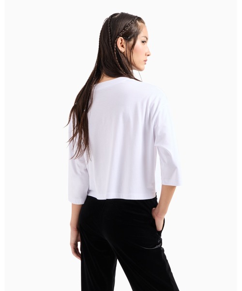 tシャツ 「A|X アルマーニ エクスチェンジ」ビッグロゴ クロップド 半袖クルーネックTシャツ/CROPPED レディース ARMANI EXCHANGE tシャツ 「A|X アルマーニ エクスチェンジ