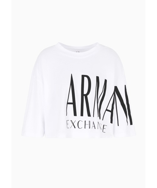 tシャツ 「A|X アルマーニ エクスチェンジ」ビッグロゴ クロップド 半袖クルーネックTシャツ/CROPPED レディース ARMANI EXCHANGE tシャツ 「A|X アルマーニ エクスチェンジ