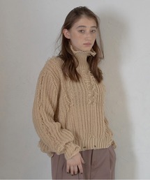 【MINERTE】damage fringe knit / ダメージフリンジニットプルオーバー