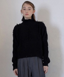 【MINERTE】damage fringe knit / ダメージフリンジニットプルオーバー