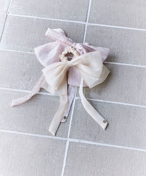 SNIDEL HOME（スナイデルホーム）の「ビッグリボンシュシュ（シュシュ・レディース・アイボリー/ピンク/ブラック・FREE）」の4枚目の写真