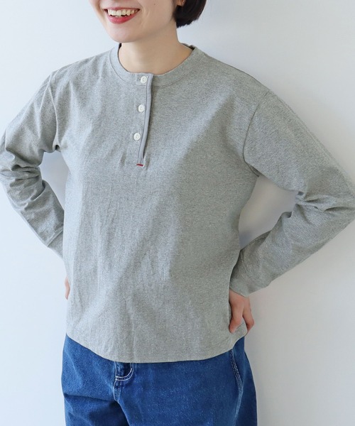 度詰め丸胴天竺 ヘンリーネックプルオーバー（Tシャツ