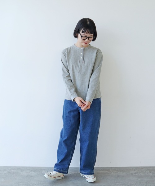 tシャツ 度詰め丸胴天竺 ヘンリーネックプルオーバー レディース 度詰め丸胴天竺 ヘンリーネックプルオーバー（Tシャツ