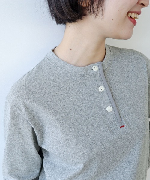 tシャツ 度詰め丸胴天竺 ヘンリーネックプルオーバー レディース 度詰め丸胴天竺 ヘンリーネックプルオーバー（Tシャツ