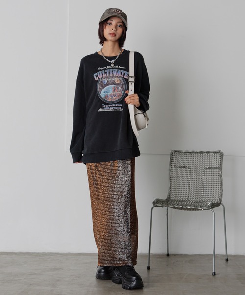 PAGEBOY（ページボーイ）の「スペースロックルーズスウェット（スウェット・レディース・オートミール/オレンジ/チャコールグレー・FREE）」の9枚目の写真