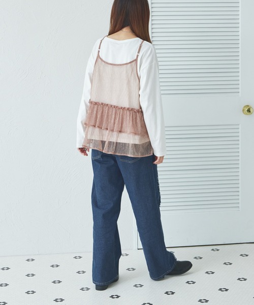 pairmanon（ペアマノン）の「【リンクコーデ】【ママサイズ】ラメキャミソール付き 2点セット 長袖Tシャツ（Tシャツ/カットソー・レディース・グレー系その他/ブラック/ピンク・FREE）」の13枚目の写真