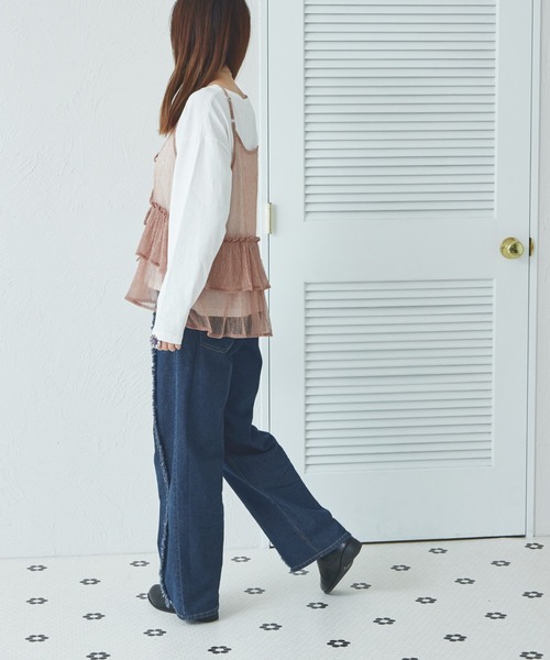pairmanon（ペアマノン）の「【リンクコーデ】【ママサイズ】ラメキャミソール付き 2点セット 長袖Tシャツ（Tシャツ/カットソー・レディース・グレー系その他/ブラック/ピンク・FREE）」の16枚目の写真