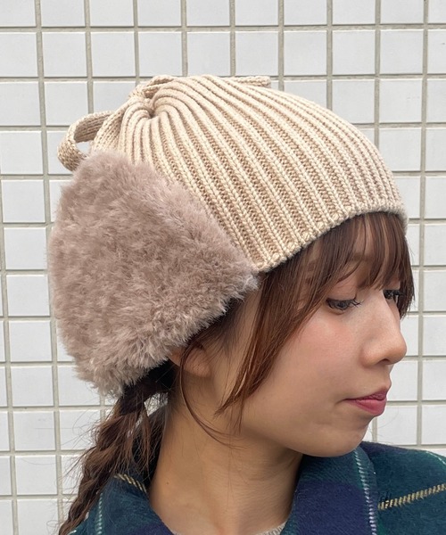 Casselini(キャセリーニ)の「Casselini(キャセリーニ)リブニットイヤービーニー(ニットキャップ/ビーニー・レディース・ブラック/ベージュ/ブルー・FREE)」の18枚目の写真