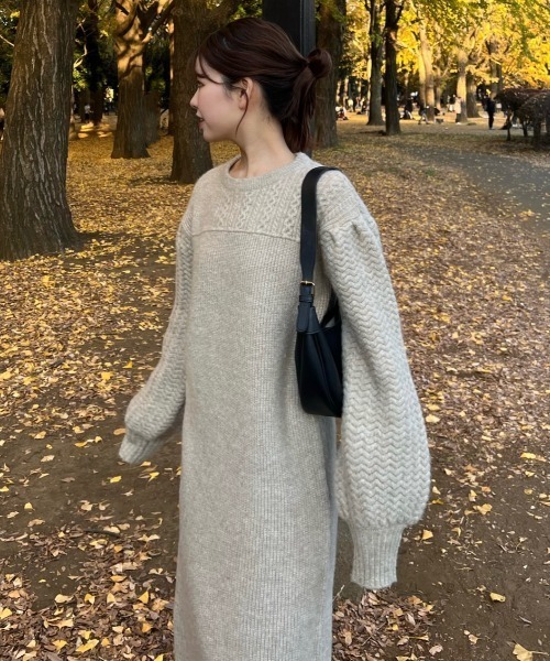 favclo.（ファブクロ）の「volume sleeve knit onepiece / ボリュームスリーブニットワンピース（ワンピース・レディース・アイボリー/ライトベージュ・FREE）」の7枚目の写真