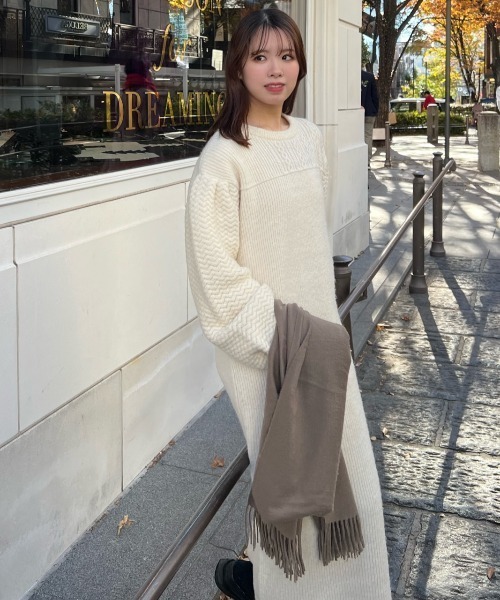 favclo.（ファブクロ）の「volume sleeve knit onepiece / ボリュームスリーブニットワンピース（ワンピース・レディース・アイボリー/ライトベージュ・FREE）」の14枚目の写真