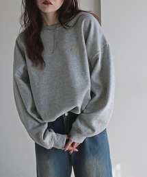 ランダムリボンメタリック刺繍ルーズシルエットスウェット