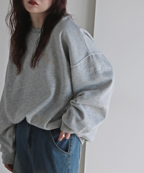 COURO(コウロ)の「ランダムリボンメタリック刺繍ルーズシルエットスウェット(スウェット・レディース・ホワイト/ブラック/チャコールグレー/グレー/ネイビー/オートミール・FREE)」の21枚目の写真