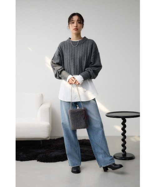 AZUL by moussy(アズールバイマウジー)の「タッセルフェイクファーポシェット(ショルダーバッグ・レディース・グレー/アイボリー/ブラウン系その他・FREE)」の12枚目の写真