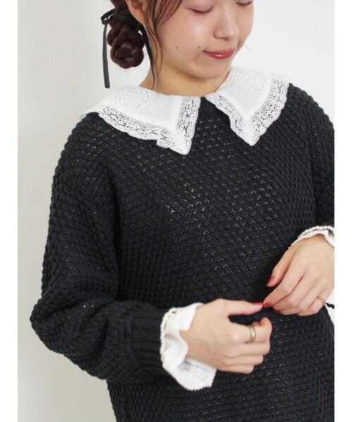 Samansa Mos2（サマンサ モスモス）の「お皿モチーフ刺繍ブラウス（シャツ/ブラウス・レディース・キナリ/ブラック/オフホワイト・F）」の8枚目の写真