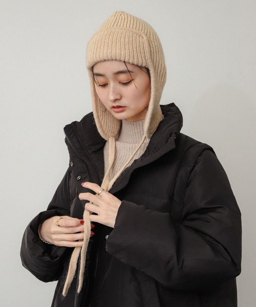 SENSE OF PLACE by URBAN RESEARCH（センスオブプレイスバイアーバンリサーチ）の「ニットフライトハット（ニットキャップ/ビーニー・レディース・アイボリー/グレー/ブラック・ONE）」の16枚目の写真