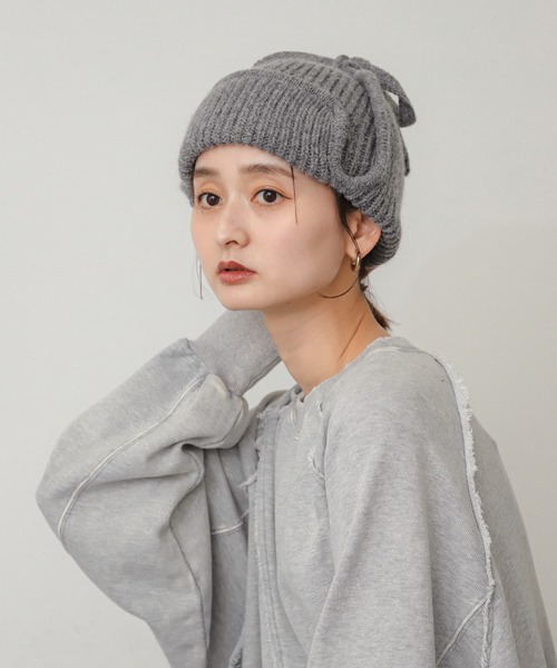 SENSE OF PLACE by URBAN RESEARCH（センスオブプレイスバイアーバンリサーチ）の「ニットフライトハット（ニットキャップ/ビーニー・レディース・アイボリー/グレー/ブラック・ONE）」の21枚目の写真