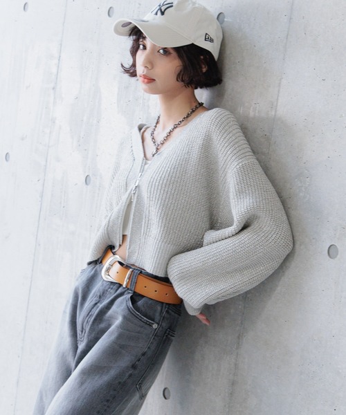 PAGEBOY（ページボーイ）の「ラメZIPショートカーディガン