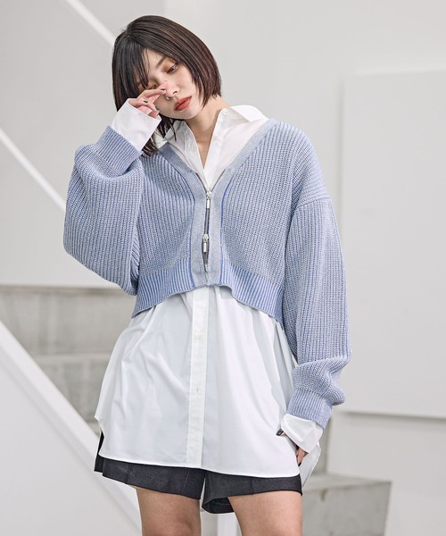 PAGEBOY（ページボーイ）の「ラメZIPショートカーディガン