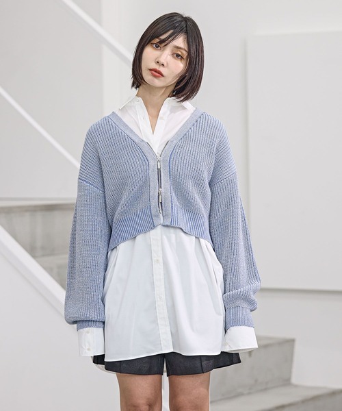 PAGEBOY（ページボーイ）の「ラメZIPショートカーディガン