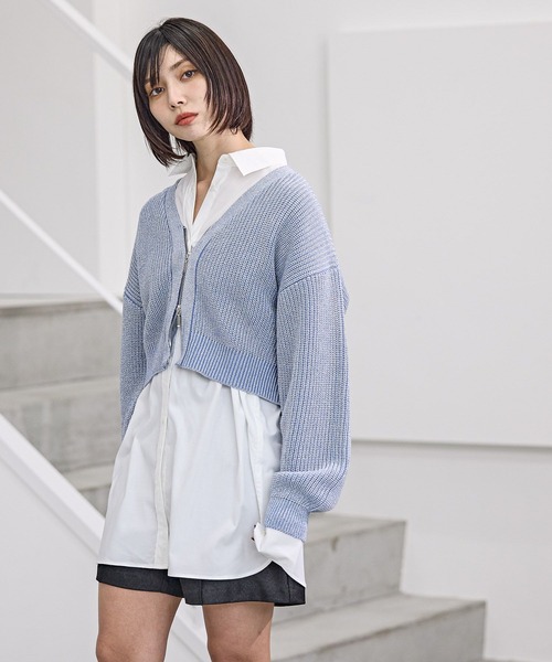 PAGEBOY（ページボーイ）の「ラメZIPショートカーディガン