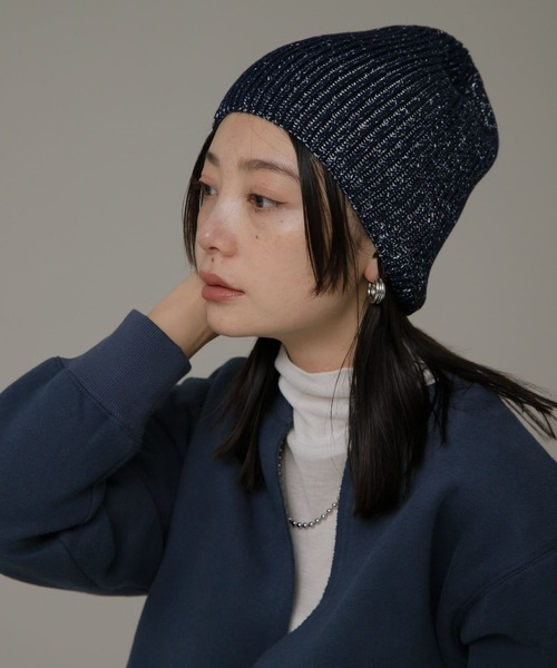 URBAN RESEARCH Sonny Label(アーバンリサーチサニーレーベル)の「ラメニットワッチ(ニットキャップ/ビーニー・レディース・ライトグレー/ネイビー/グレー・ONE)」の18枚目の写真