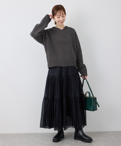 ROPE' PICNIC（ロペピクニック）の「アンジェリーナモールVネックニットプルオーバー（ニット/セーター・レディース・チャコールグレー/ブルー系その他5/キナリ・38）」の4枚目の写真