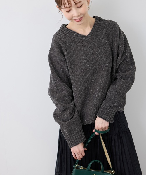 ROPE' PICNIC（ロペピクニック）の「アンジェリーナモールVネックニットプルオーバー（ニット/セーター・レディース・チャコールグレー/ブルー系その他5/キナリ・38）」の8枚目の写真