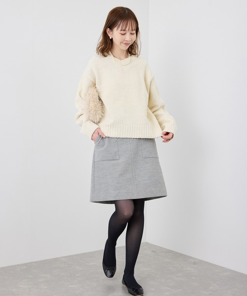 ROPE' PICNIC（ロペピクニック）の「アンジェリーナモールVネックニットプルオーバー（ニット/セーター・レディース・チャコールグレー/ブルー系その他5/キナリ・38）」の13枚目の写真