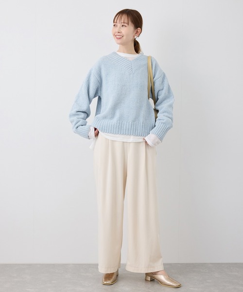 ROPE' PICNIC（ロペピクニック）の「アンジェリーナモールVネックニットプルオーバー（ニット/セーター・レディース・チャコールグレー/ブルー系その他5/キナリ・38）」の22枚目の写真