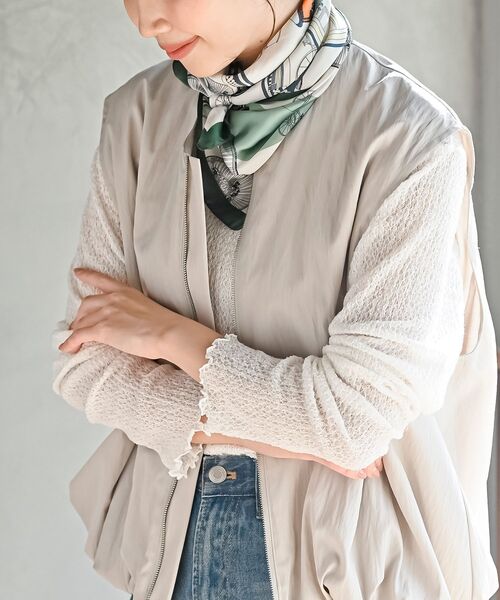 rps（アールピーエス）の「リング付きスカーフ（バンダナ/スカーフ・レディース・ブラック/ライトベージュ/サックスブルー/チャコールグレー/グレイッシュブルー/ダークグリーン/ブルー/ホワイト/ベージュ/オレンジ・フリー）」の12枚目の写真