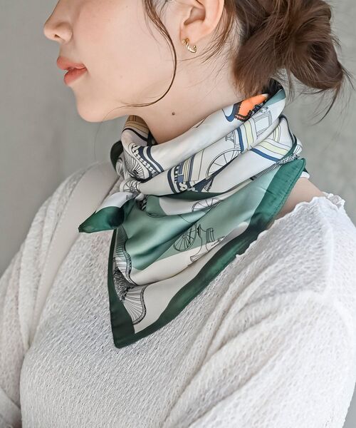 rps（アールピーエス）の「リング付きスカーフ（バンダナ/スカーフ・レディース・ブラック/ライトベージュ/サックスブルー/チャコールグレー/グレイッシュブルー/ダークグリーン/ブルー/ホワイト/ベージュ/オレンジ・フリー）」の15枚目の写真