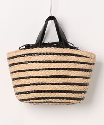 Q | メタリックボーダーカゴバッグ(かごバッグ)