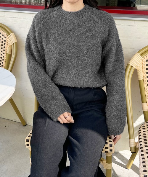 LE MORE（リモア）の「ブークレウールニット（ニット/セーター・レディース・レッド/ピンク/チャコール/アイボリー・FREE）」の5枚目の写真