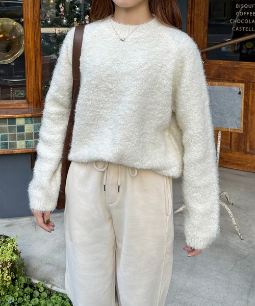 LE MORE（リモア）の「ブークレウールニット（ニット/セーター・レディース・レッド/ピンク/チャコール/アイボリー・FREE）」の10枚目の写真