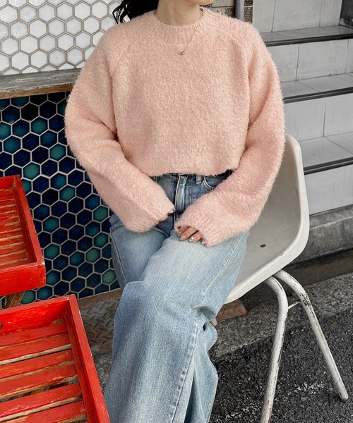 LE MORE（リモア）の「ブークレウールニット（ニット/セーター・レディース・レッド/ピンク/チャコール/アイボリー・FREE）」の18枚目の写真