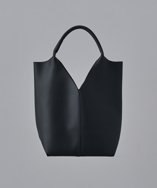 Vカットシンセティックレザートートバッグ（トートバッグ