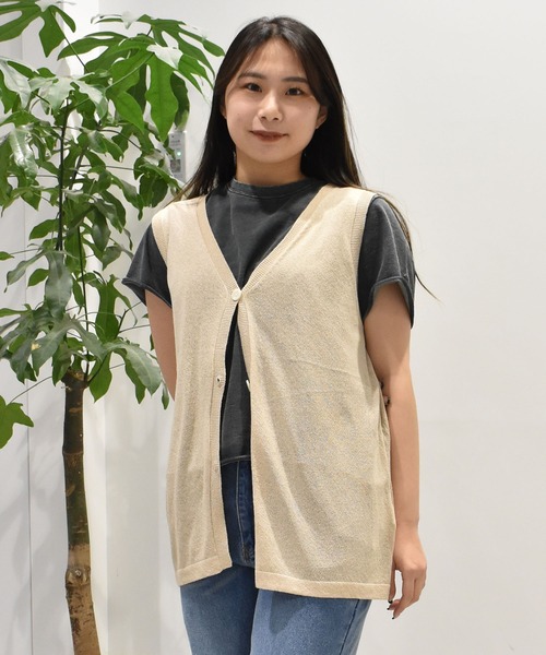 ムラサキスポーツ(ムラサキスポーツ)の「RIKKA FEMME/リッカファム ニットジレベスト RF25SS22(ベスト・レディース・アイボリー/ベージュ・FREE)」の4枚目の写真
