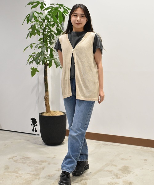 ムラサキスポーツ(ムラサキスポーツ)の「RIKKA FEMME/リッカファム ニットジレベスト RF25SS22(ベスト・レディース・アイボリー/ベージュ・FREE)」の6枚目の写真