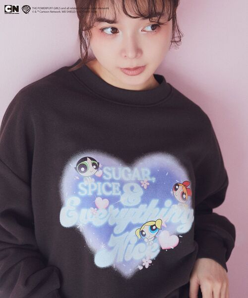 earth music&ecology(アースミュージックアンドエコロジー)の「The Powerpuff Girls/emaeLスウェット(スウェット・レディース・チャコールグレー/ピンク・FREE)」の11枚目の写真