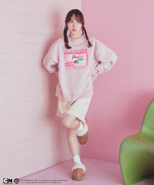 earth music&ecology(アースミュージックアンドエコロジー)の「The Powerpuff Girls/emaeLスウェット(スウェット・レディース・チャコールグレー/ピンク・FREE)」の15枚目の写真