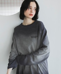 forksy. | 【forksy.】スプレー加工ロゴ刺繍オーバーサイズロンT(Tシャツ/カットソー)