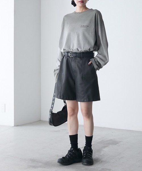 forksy.(フォルクシー)の「【forksy.】スプレー加工ロゴ刺繍オーバーサイズロンT(Tシャツ/カットソー・レディース・グレイッシュブルー/ベージュ/ミント/チャコール/スモークピンク・FREE)」の9枚目の写真