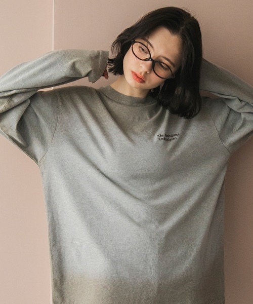 【新品タグ付き】CULLNI ロゴ刺繍 オーバーサイズロンT サイズ2 セール】【forksy.】スプレー加工ロゴ刺繍オーバーサイズロンT