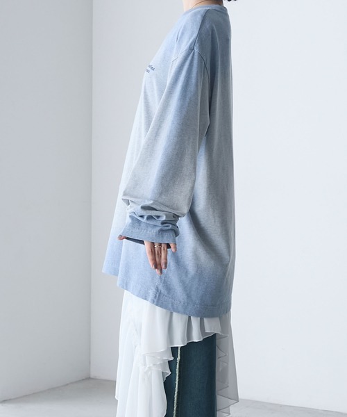 たけ  XLSAINT ロゴ入り グレー 長袖カットソー ロゴ刺繍サーマル長袖Tシャツ◇