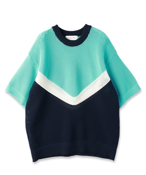 CULLNI(クルニ)の「Bi Color Mesh Knit Short Sleeve Pullover(ニット/セーター・メンズ・キャメル/バーガンディー/ブラック×グレー/ミント/ネイビー/ブラック・0/1/2)」の12枚目の写真