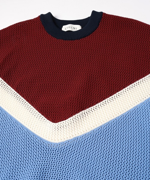 トップス cullni Bi Color Mesh Knit CULLNI ONLINE STORE / Bi Color Mesh Knit Short Sleeve Pullover