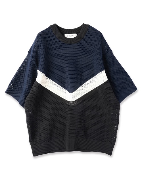 CULLNI(クルニ)の「Bi Color Mesh Knit Short Sleeve Pullover(ニット/セーター・メンズ・キャメル/バーガンディー/ブラック×グレー/ミント/ネイビー/ブラック・0/1/2)」の19枚目の写真