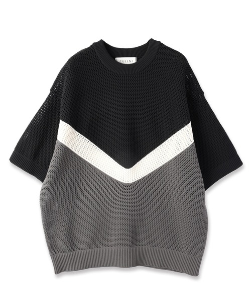 CULLNI(クルニ)の「Bi Color Mesh Knit Short Sleeve Pullover(ニット/セーター・メンズ・キャメル/バーガンディー/ブラック×グレー/ミント/ネイビー/ブラック・0/1/2)」の22枚目の写真