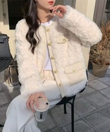 Ritzy（リッツィー）の「もこもこ ノーカラーフェイクファージャケット（ノーカラージャケット）」